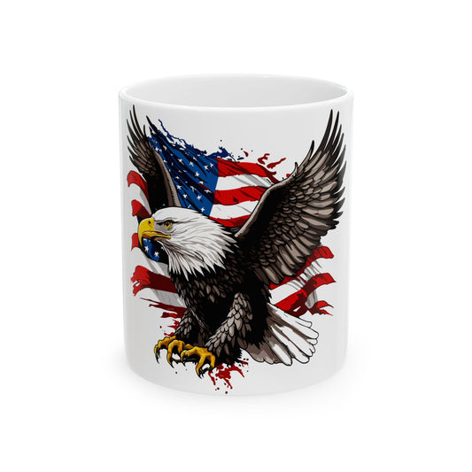 American Flag Bald Eagle Ceramic Mug — Patriotic Coffee Mug