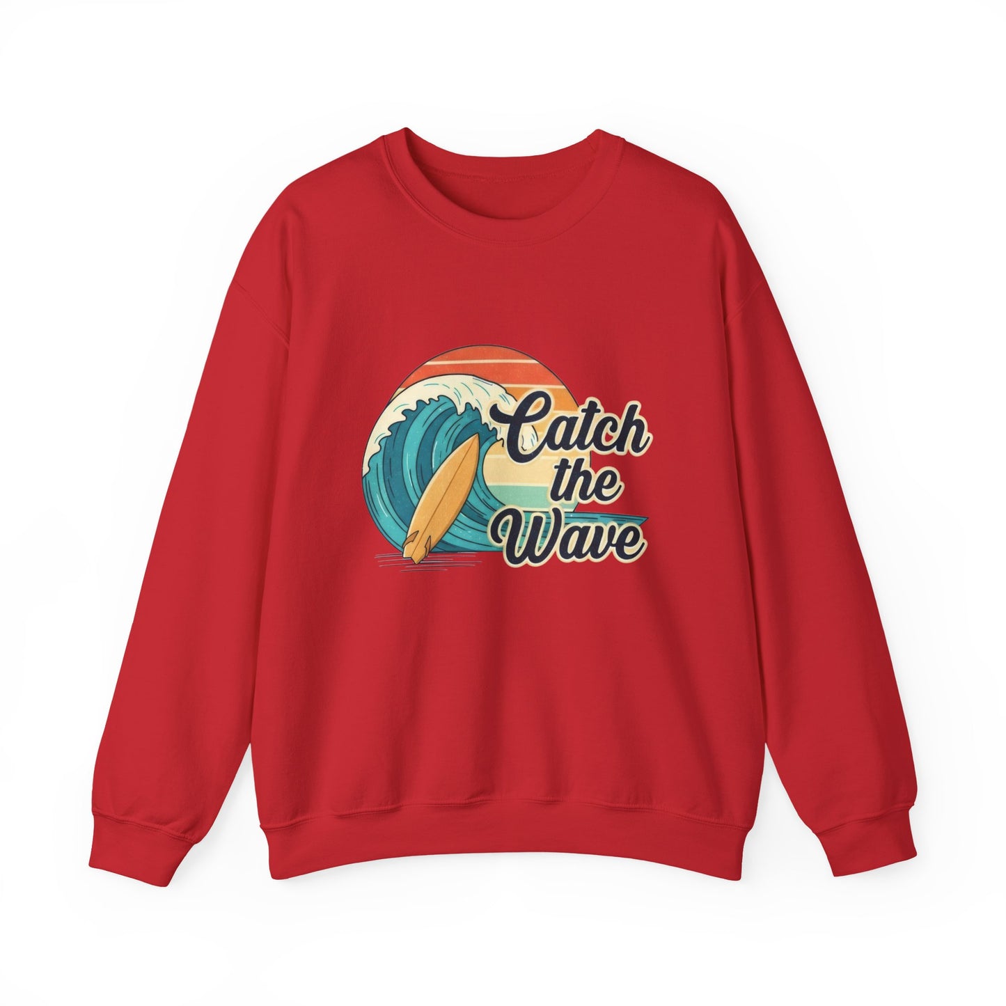 Catch the Wave Crewneck Sweatshirt — Retro Surf Graphic Pullover