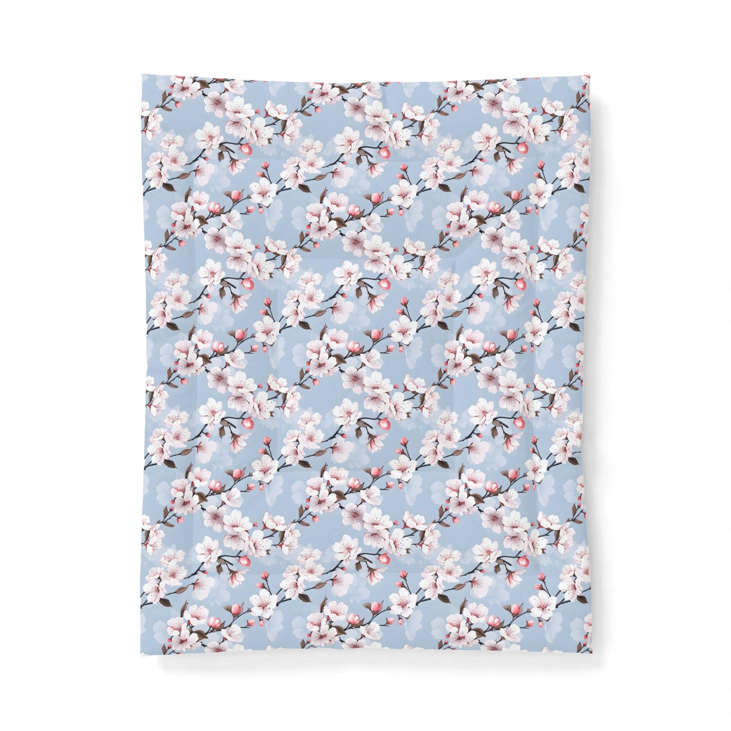 Cherry Blossom Cotton Comforter — Floral Blue Bedspread
