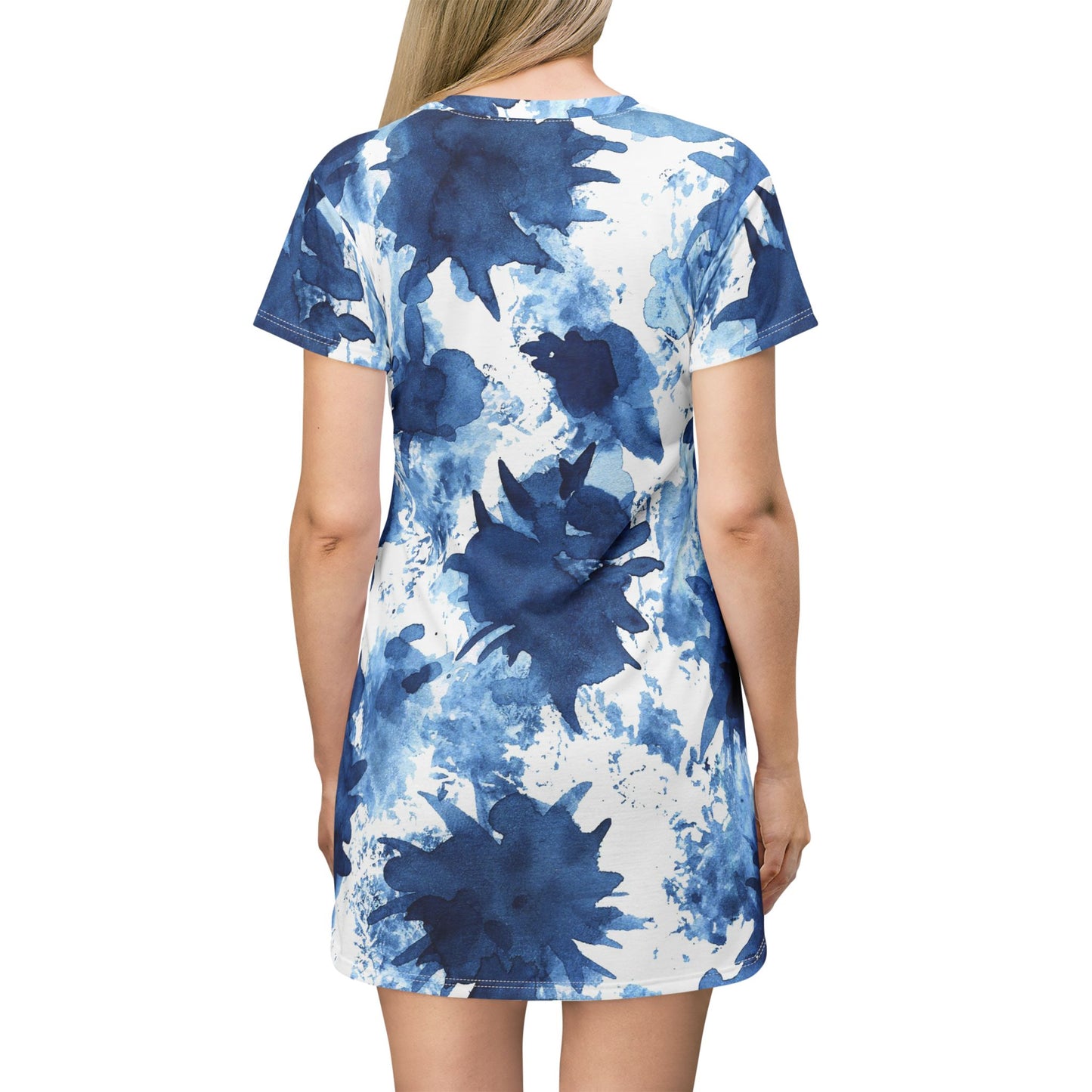 T-Shirt Dress  Indigo floral pattern | Blue Tie Dye Floral Dress