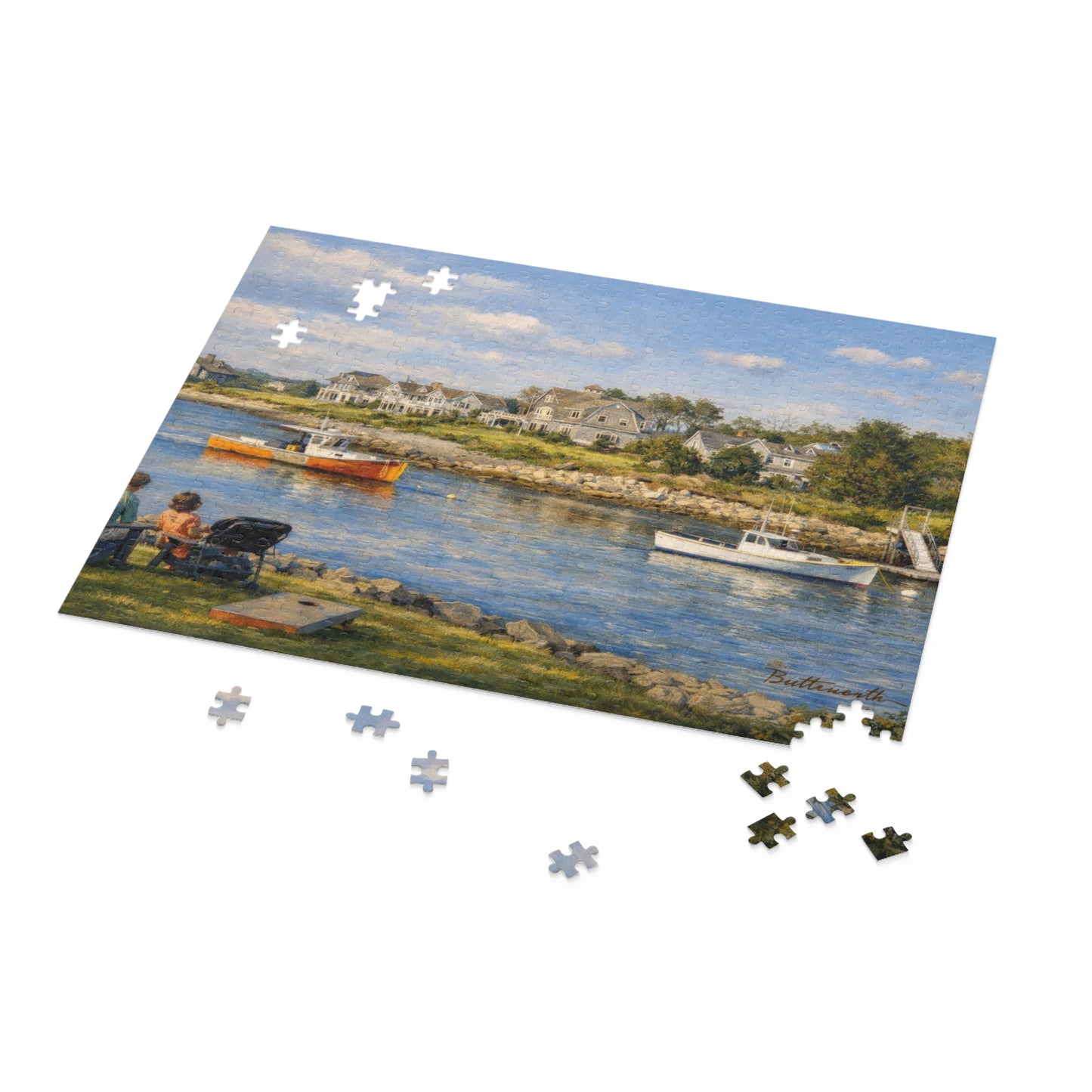 Kennebunkport Coastal Harbor Puzzle — Scenic Maine Beach Jigsaw (120/252/500 pc)