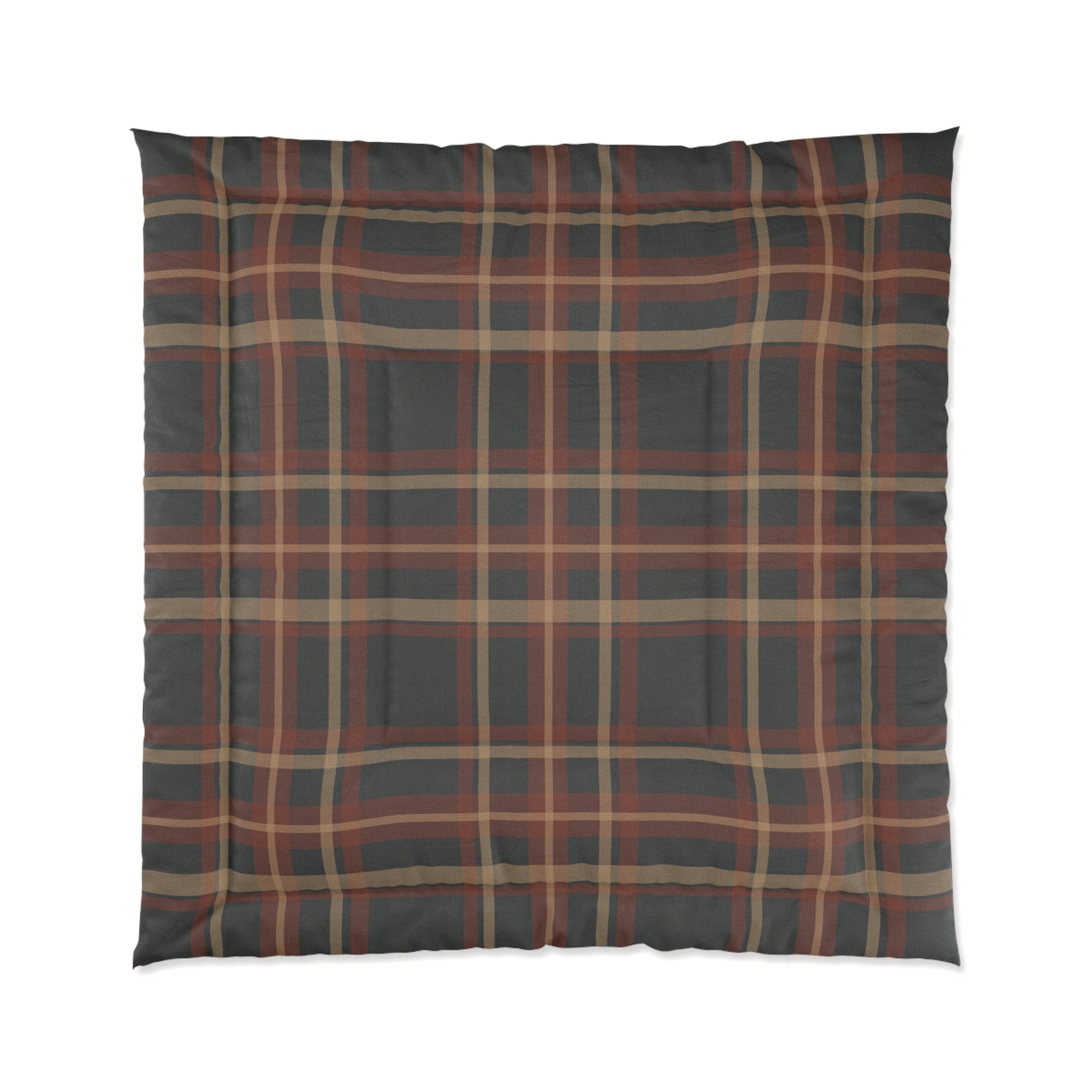 Rustic Brown & Navy Tartan Plaid Comforter — Cozy Rustic Bedding