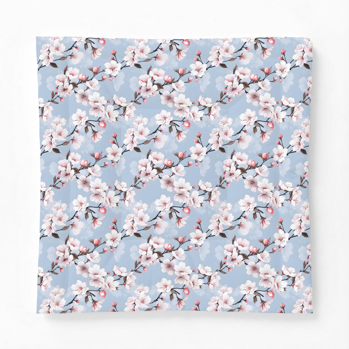 Cherry Blossom Cotton Comforter — Floral Blue Bedspread