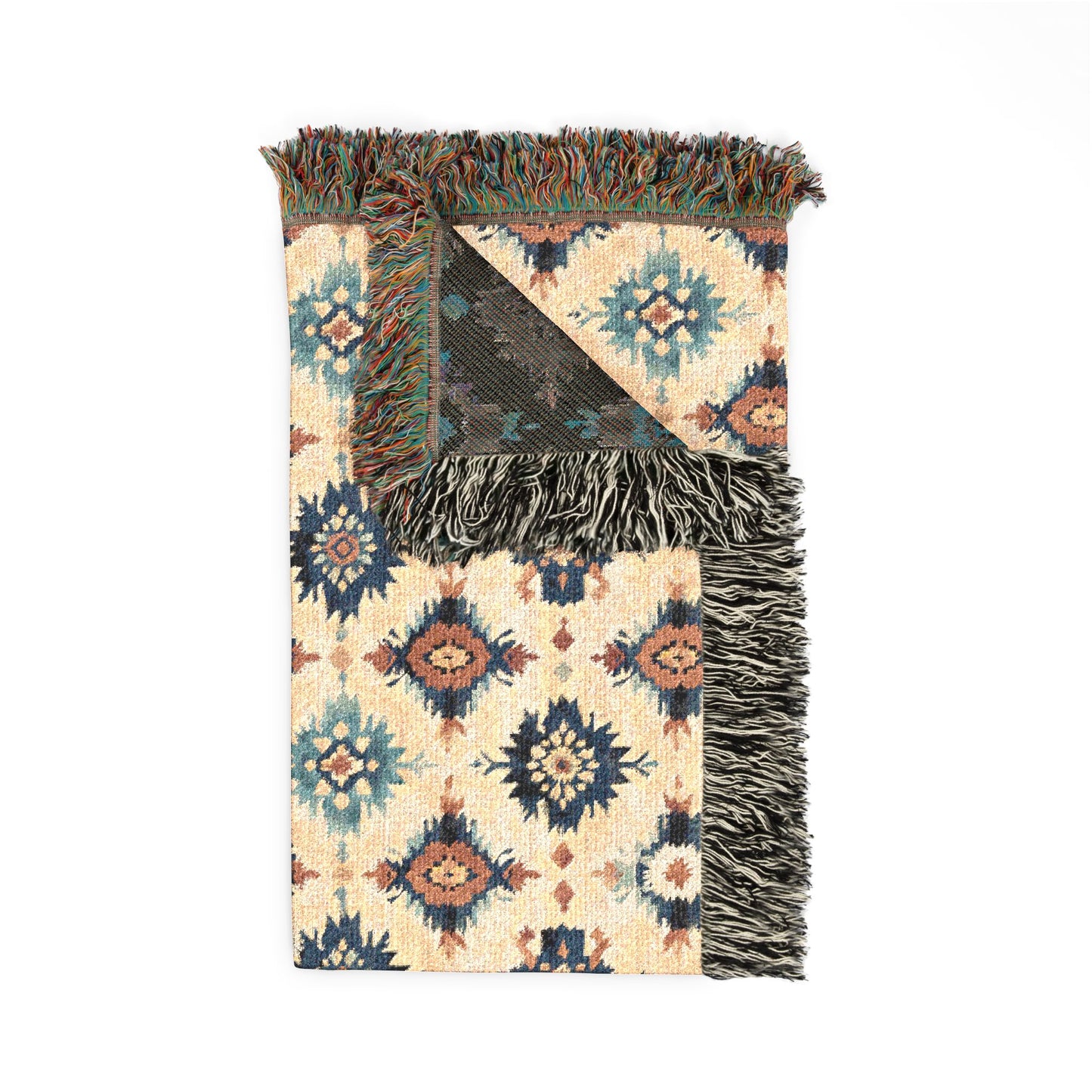 Bohemian Woven Blanket — Reversible Moroccan Tile Throw
