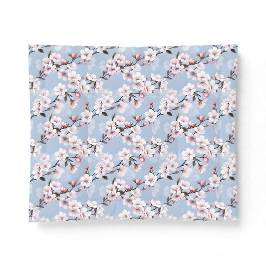 Cherry Blossom Cotton Comforter — Floral Blue Bedspread