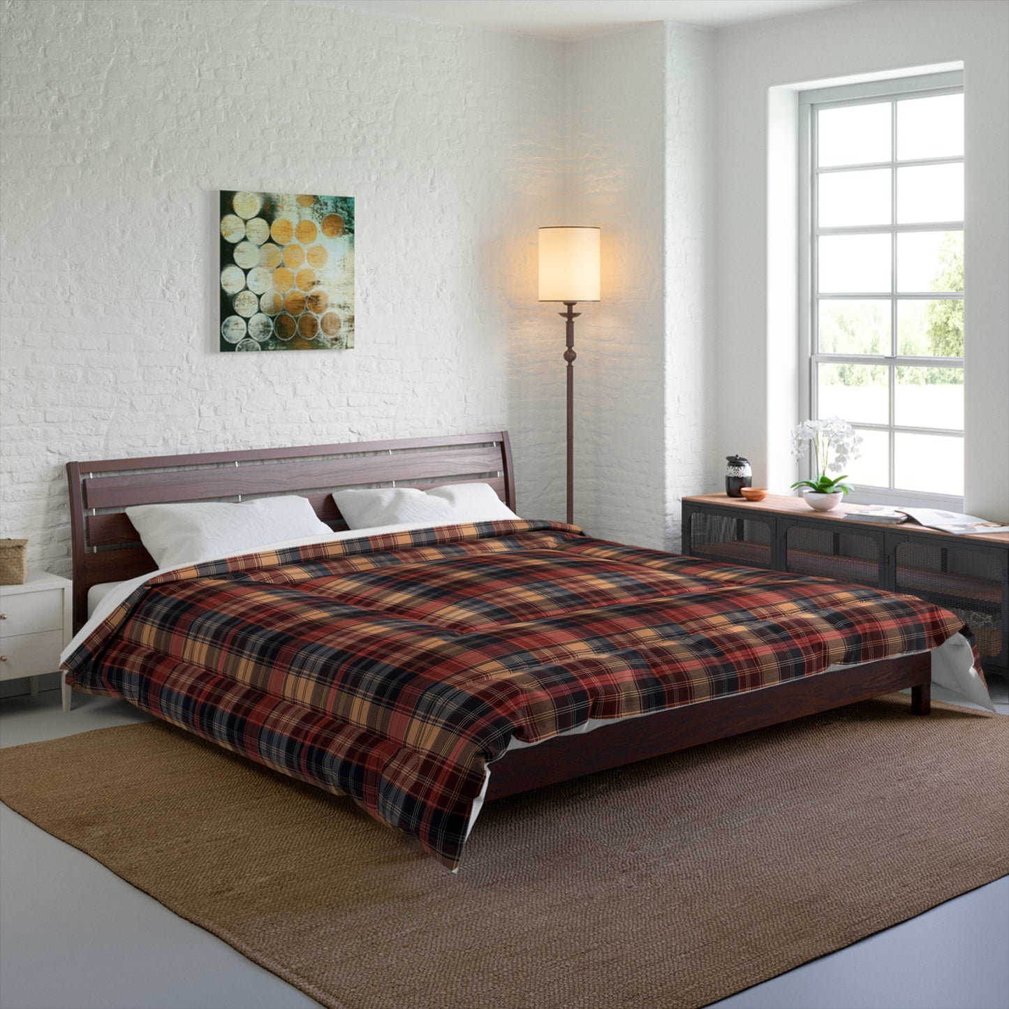 Buffalo Check Plaid Comforter — Rustic Red & Navy Bedding