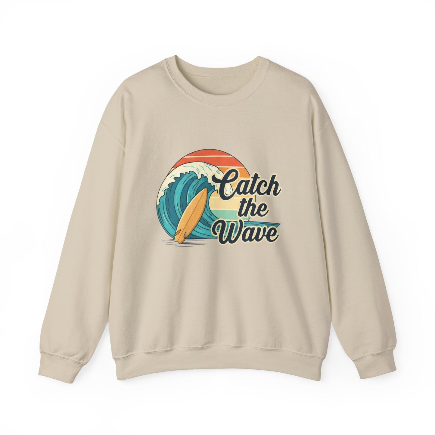 Catch the Wave Crewneck Sweatshirt — Retro Surf Graphic Pullover