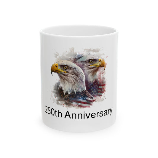 Double Bald Eagle 250th Anniversary Mug | American Flag Ceramic Mug
