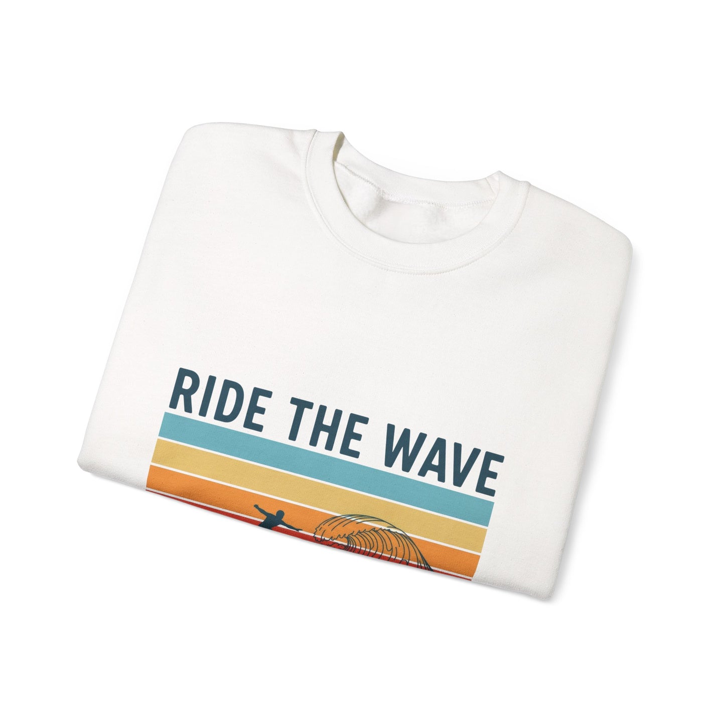 Ride the Wave Crewneck Sweatshirt — Retro Surf Wave Action