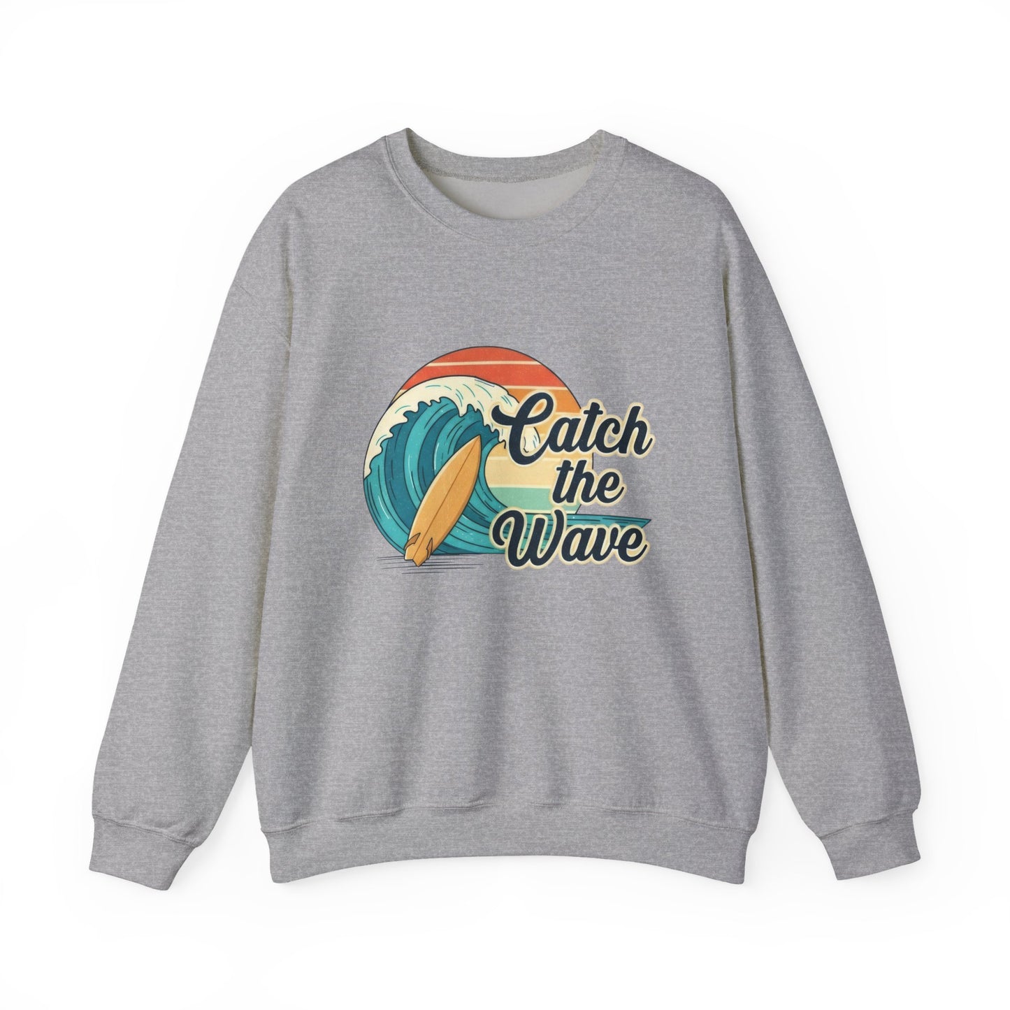 Catch the Wave Crewneck Sweatshirt — Retro Surf Graphic Pullover