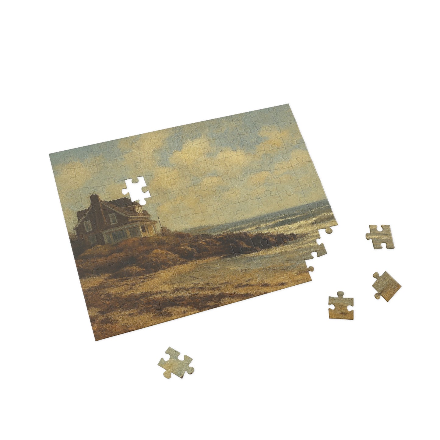 Kennebunk Beach Coastal Cottage Puzzle — Vintage Seaside Jigsaw (96–1000 Pieces)
