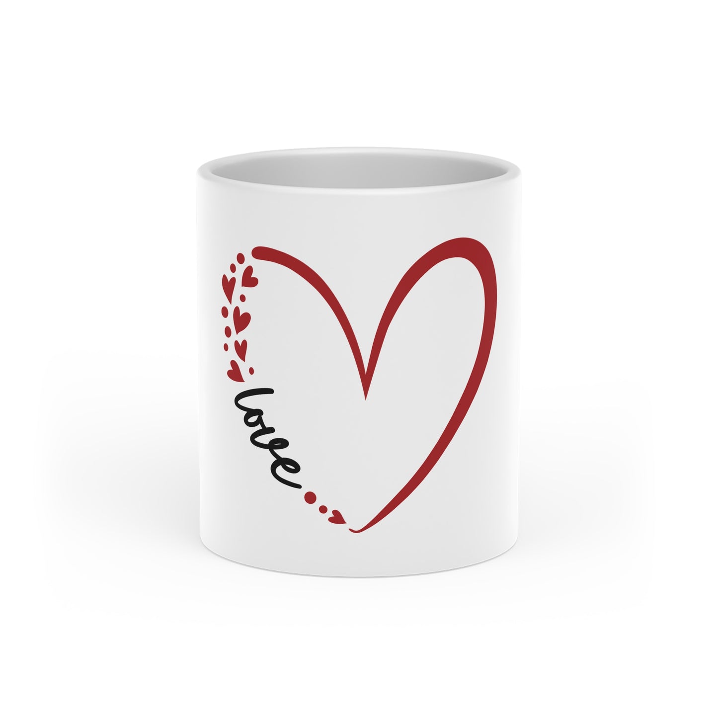 Love Heart Mug — Red Heart Outline with 'love...' Script | Valentine's Day Gift