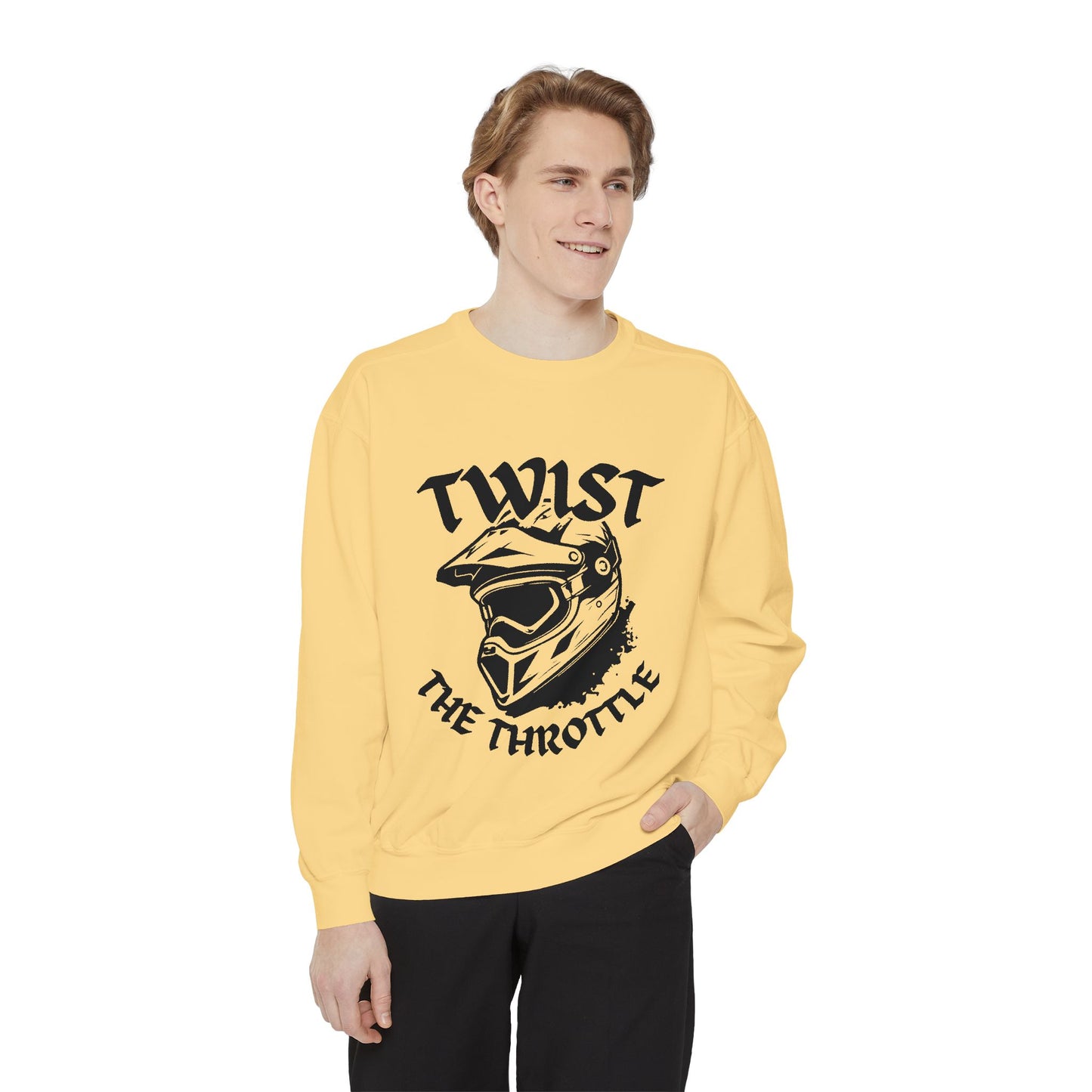 Twist the Throttle Motorcycle Helmet Sweatshirt — Biker Graphic Pullover