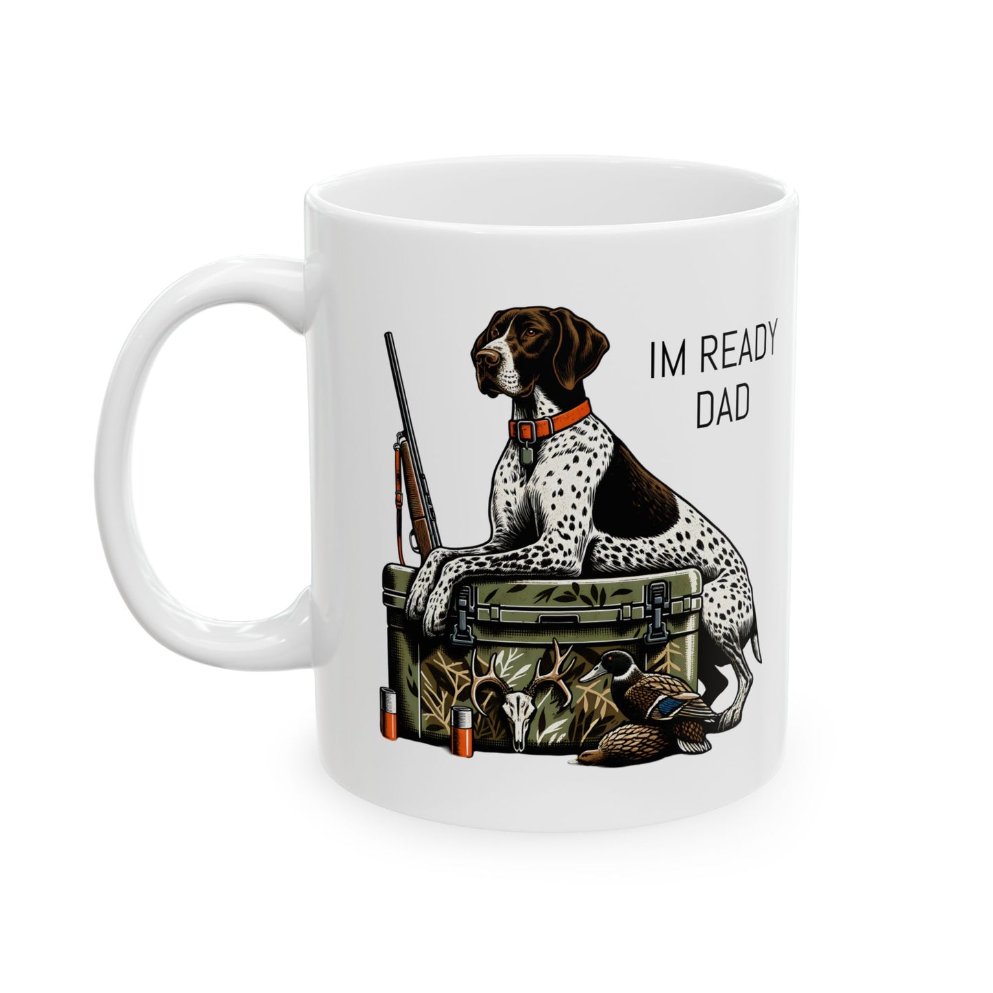 German Shorthaired Pointer hunting dog Mug | Ceramic Mug with Retriever, Duck Decoy, Rifle