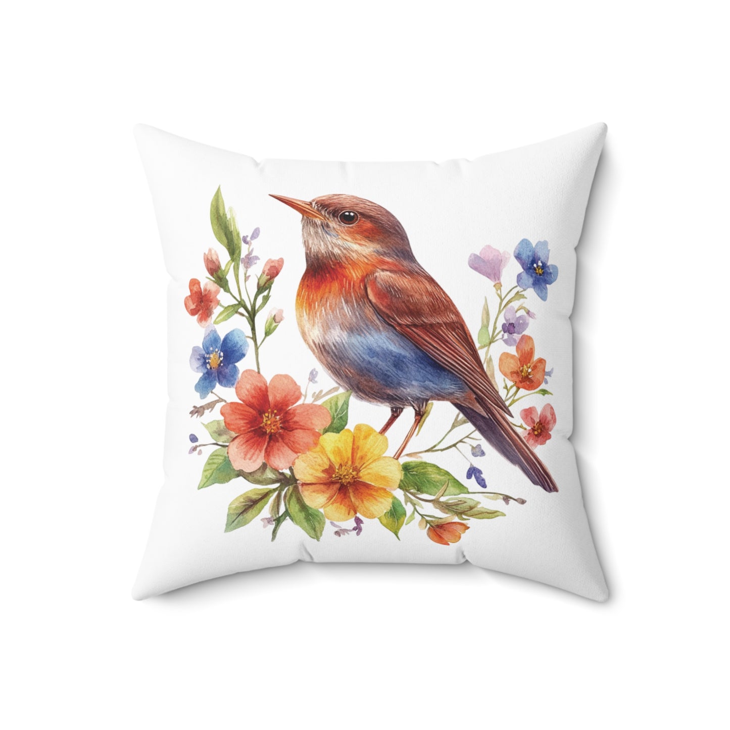 Bird Lovers Spun Polyester Throw Pillow — Decorative Square Home Decor
