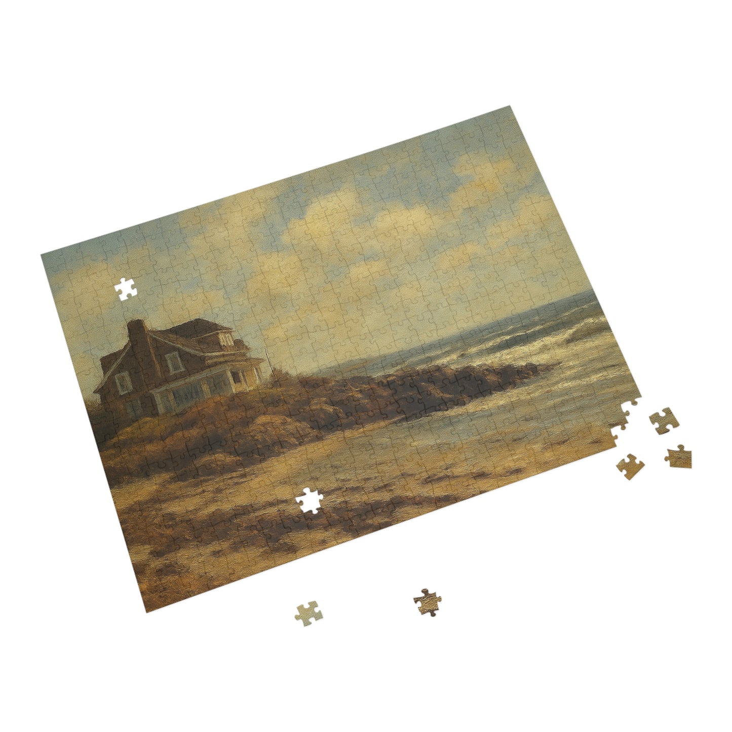 Kennebunk Beach Coastal Cottage Puzzle — Vintage Seaside Jigsaw (96–1000 Pieces)