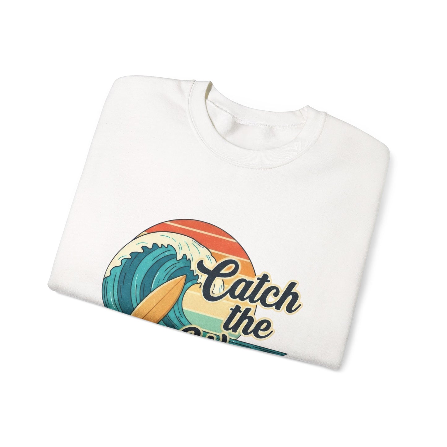 Catch the Wave Crewneck Sweatshirt — Retro Surf Graphic Pullover