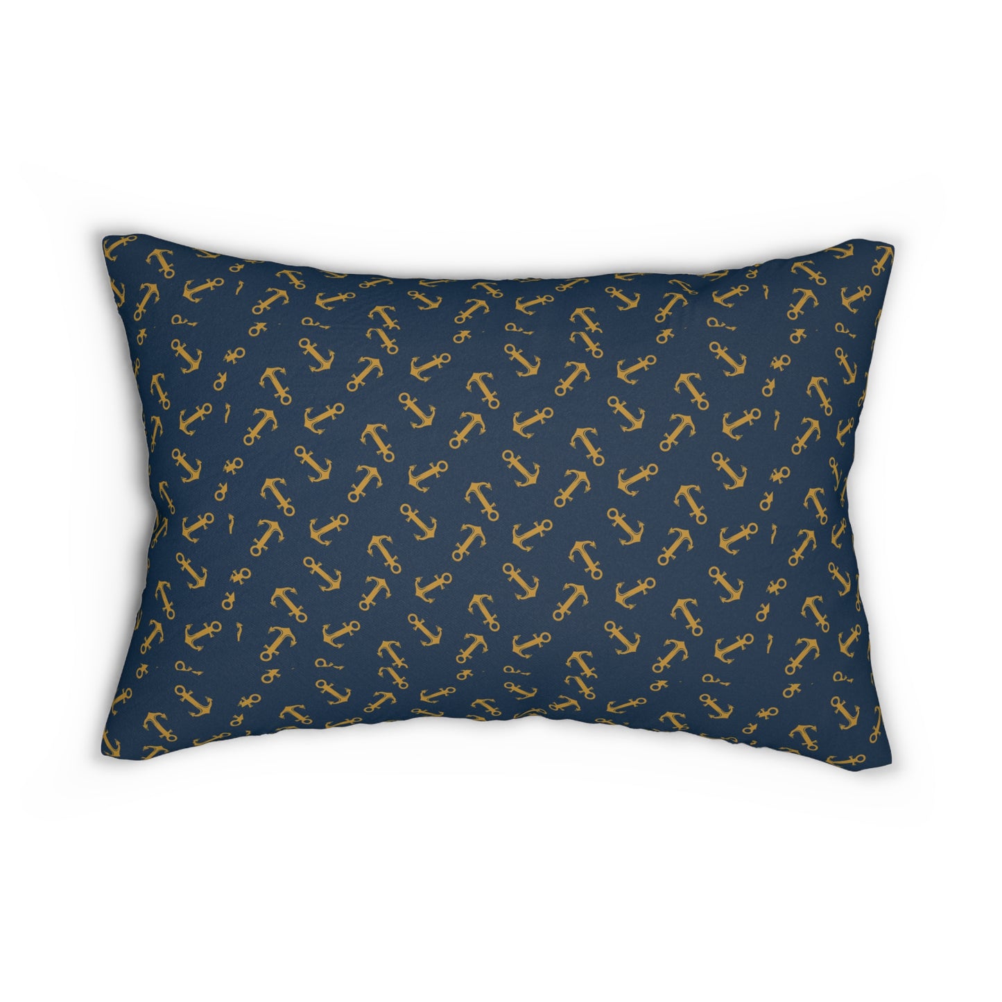 Navy Gold Anchor Lumbar Pillow – Nautical Decorative Throw Pillow