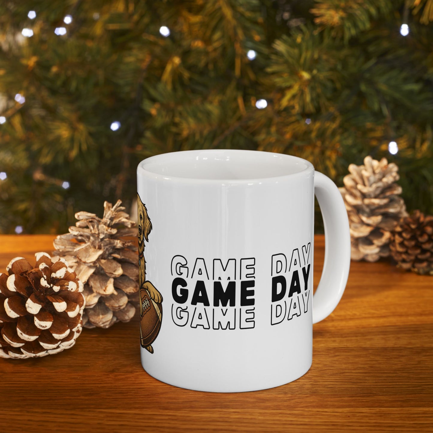 Golden Retriever with Football Mug | Game Day Coffee Cup