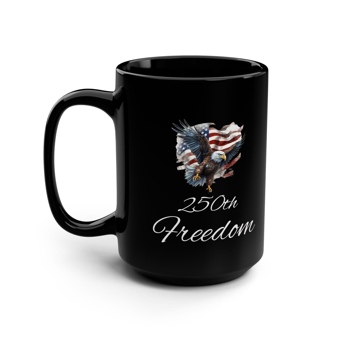 American Flag Eagle 250th Freedom Mug | Black Ceramic Mug