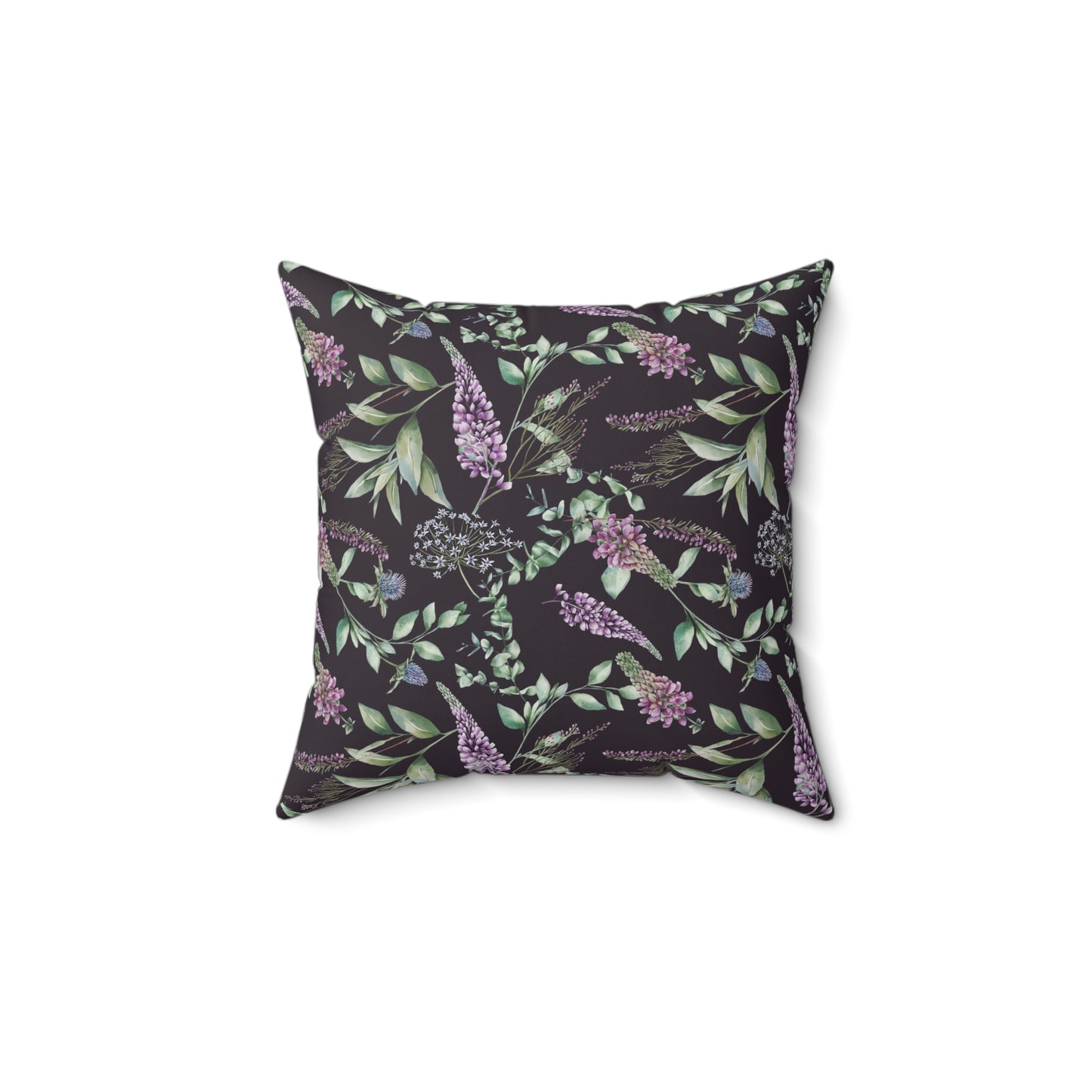Purple Lilac Floral Pillow | Square Polyester Throw Pillow, Botanical Accent