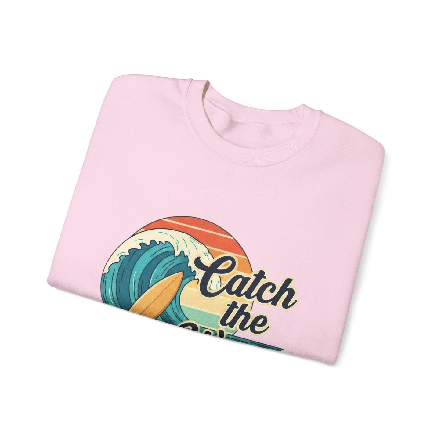 Catch the Wave Crewneck Sweatshirt — Retro Surf Graphic Pullover