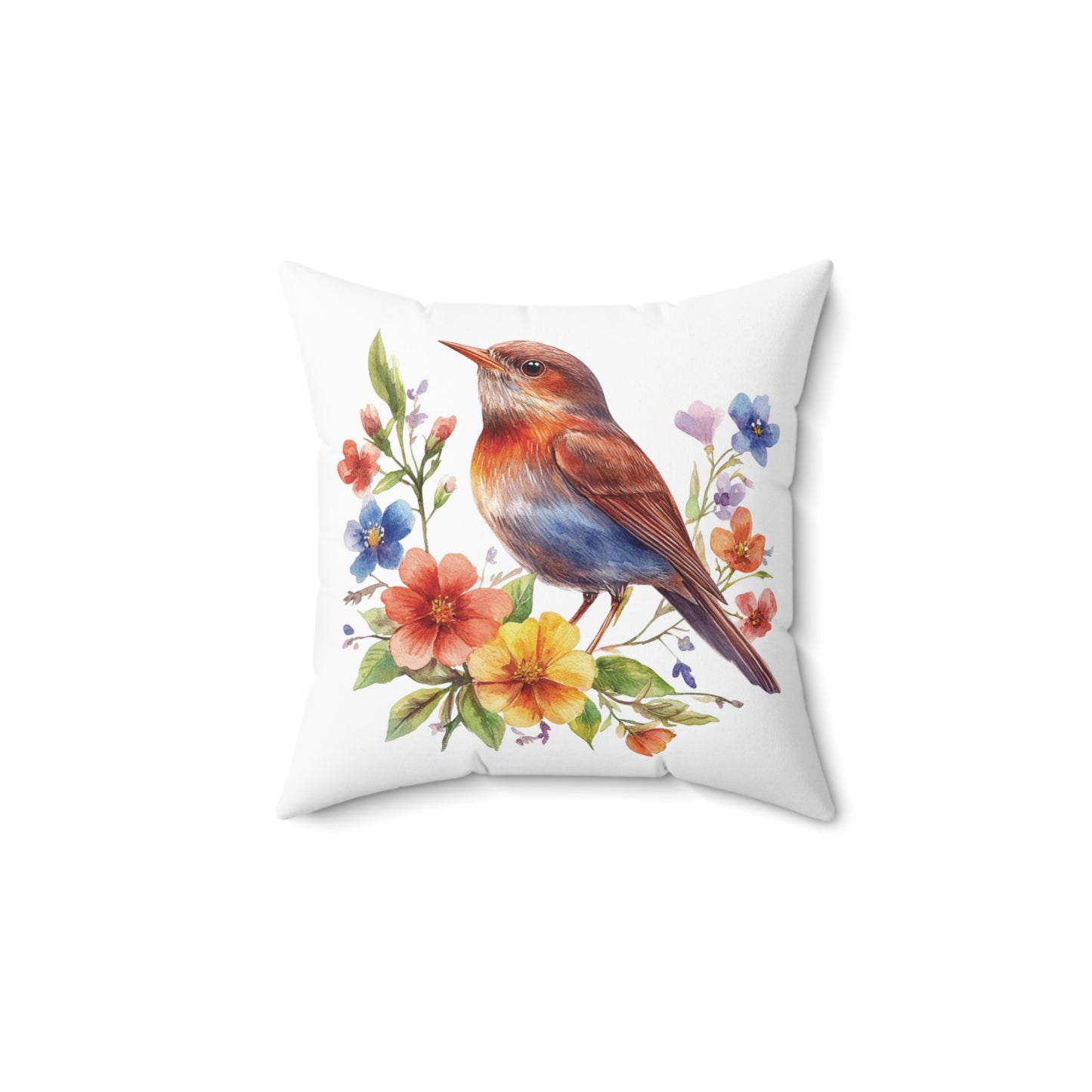Bird Lovers Spun Polyester Throw Pillow — Decorative Square Home Decor