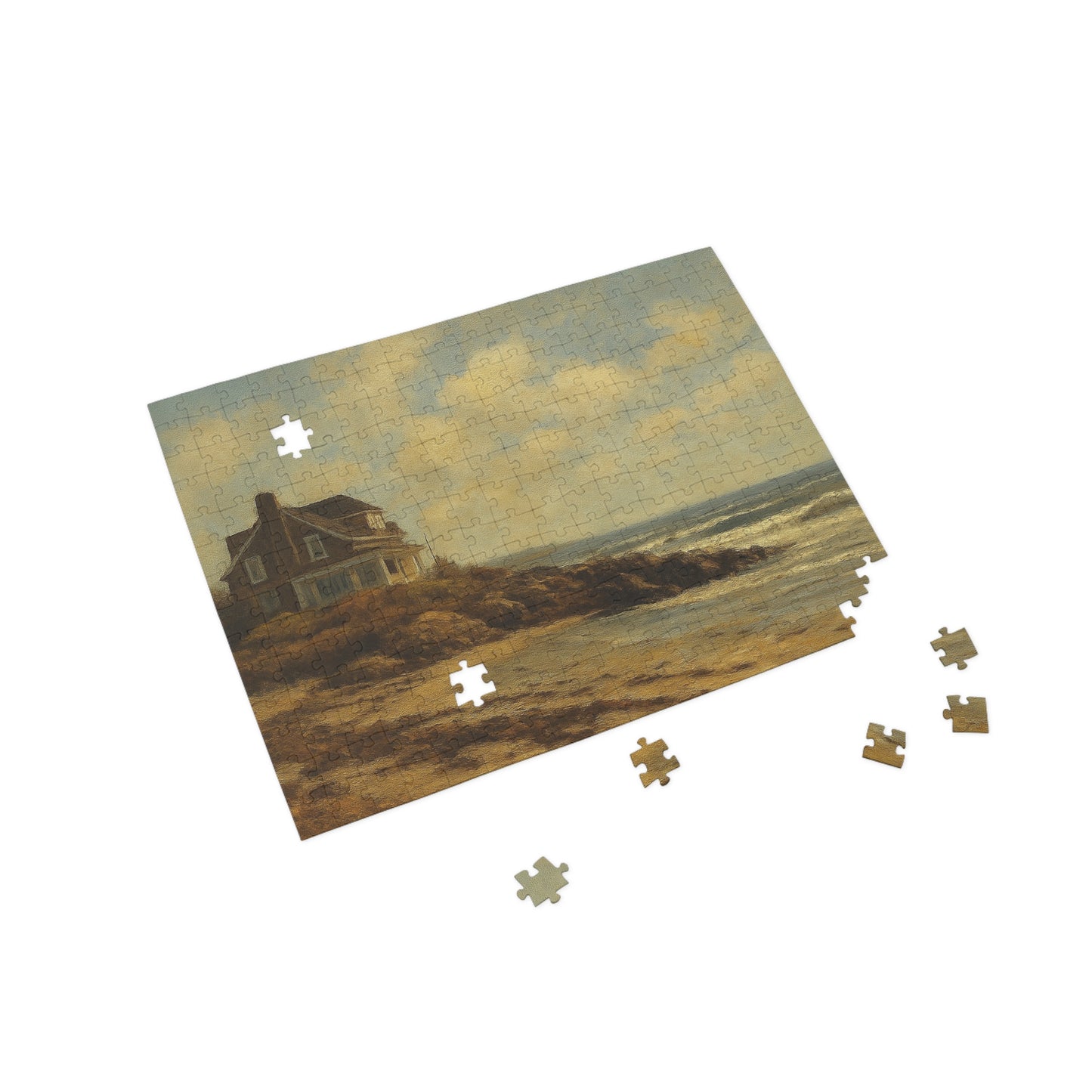 Kennebunk Beach Coastal Cottage Puzzle — Vintage Seaside Jigsaw (96–1000 Pieces)