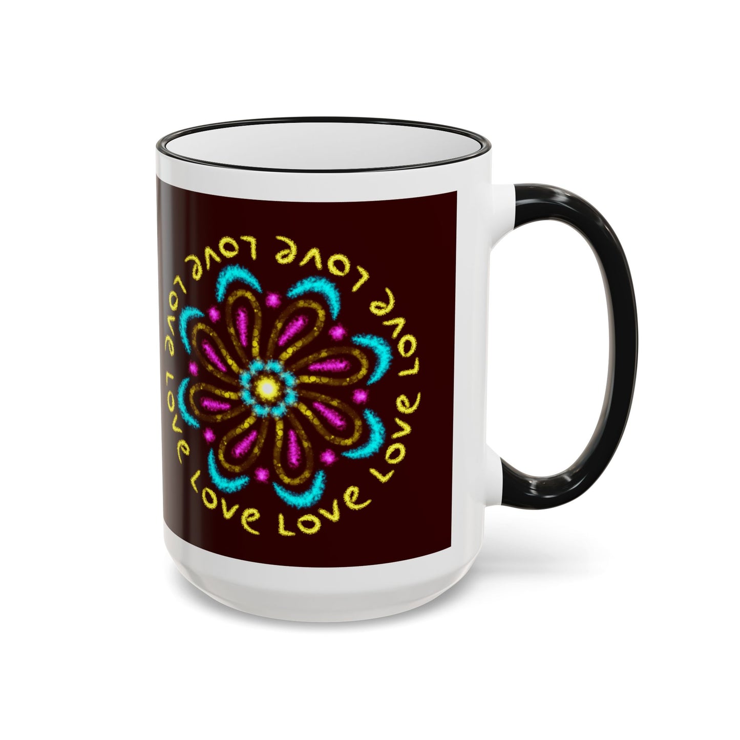Love Mandala Accent Rim Mug — Ceramic 11oz/15oz