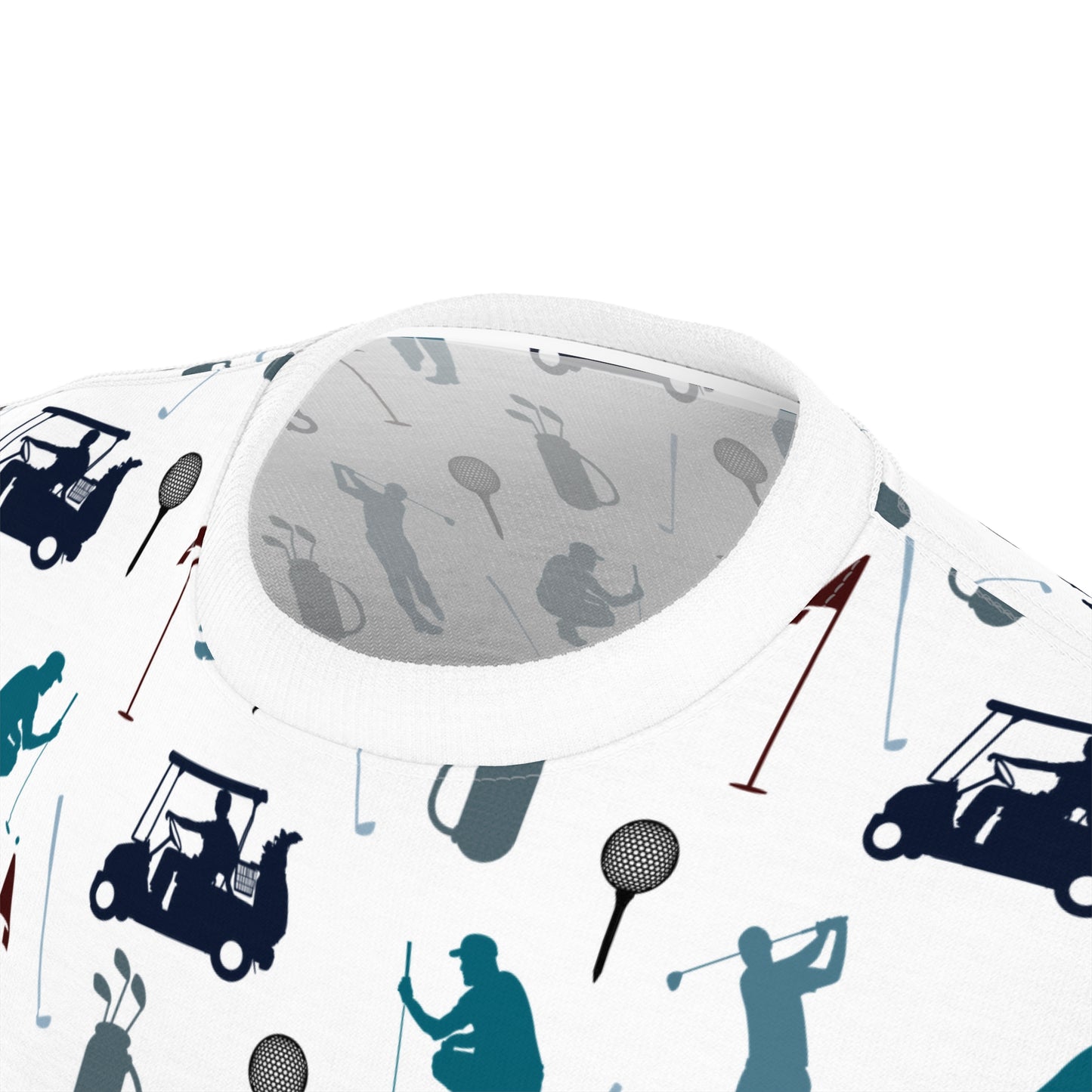 Golf Pattern Tee | All-Over Print Golfers, Clubs, Carts