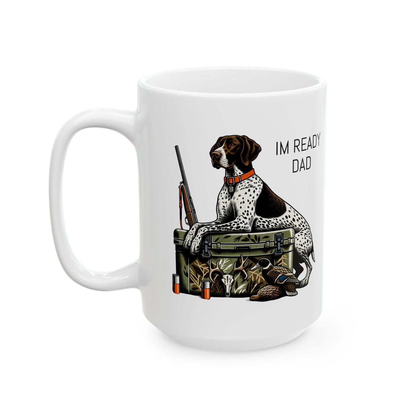 German Shorthaired Pointer hunting dog Mug | Ceramic Mug with Retriever, Duck Decoy, Rifle