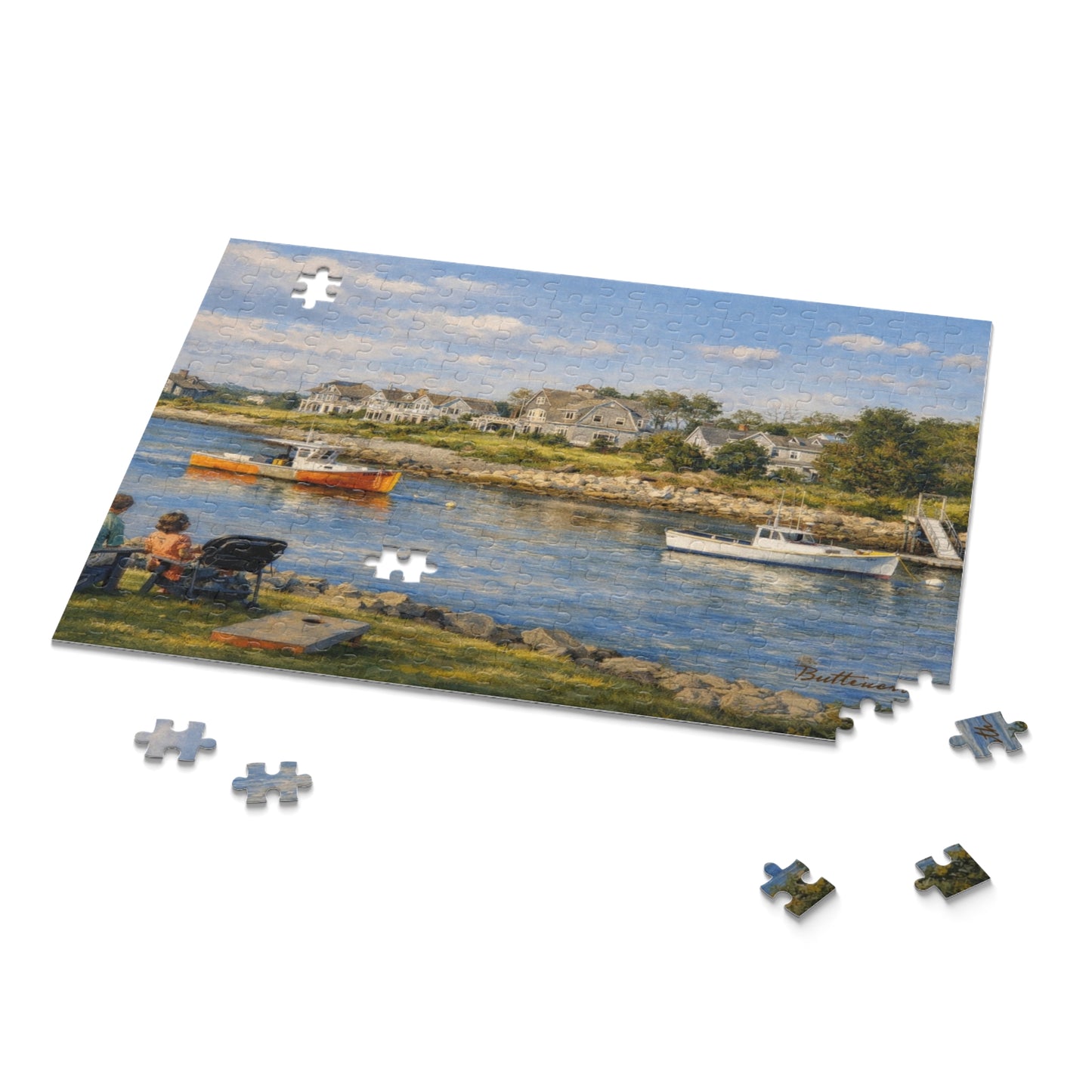Kennebunkport Coastal Harbor Puzzle — Scenic Maine Beach Jigsaw (120/252/500 pc)