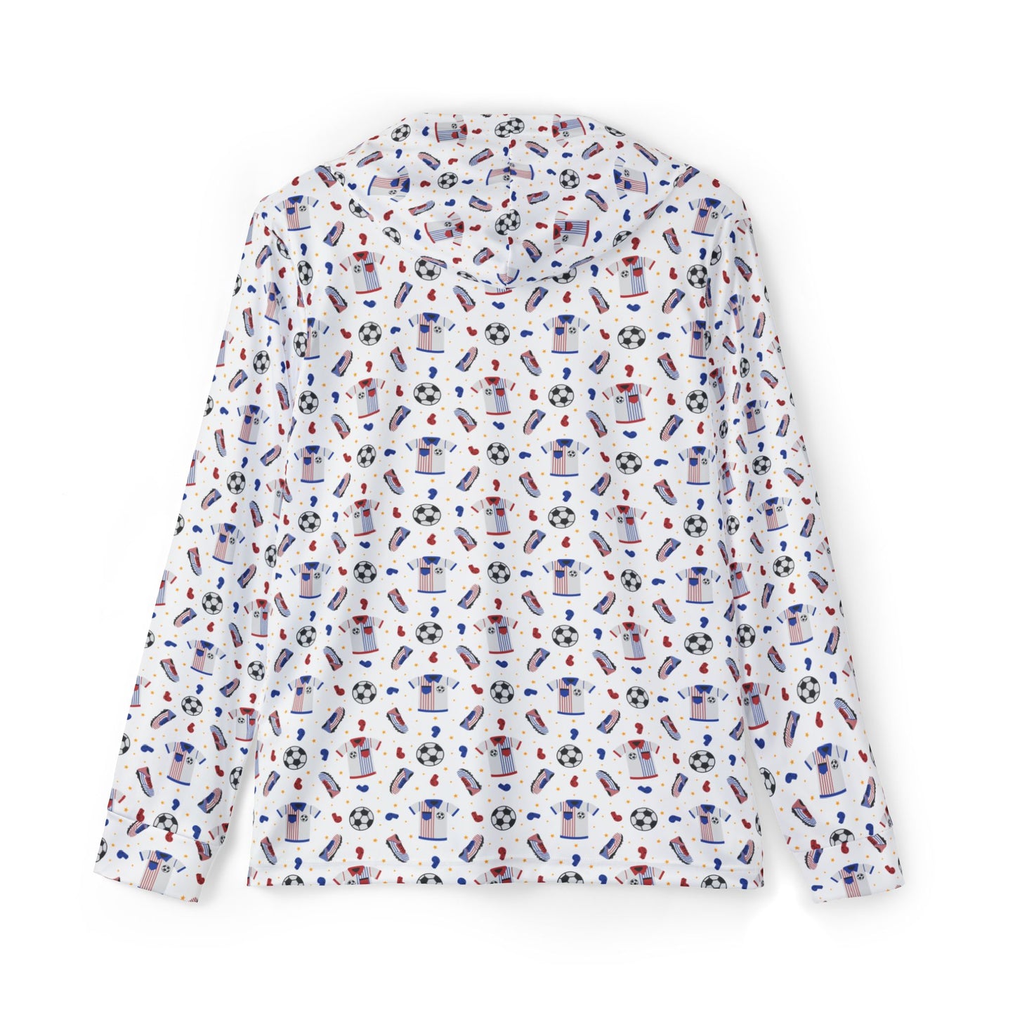 Men's Soccer Pattern Warmup Hoodie — All-Over Print Athletic Pullover