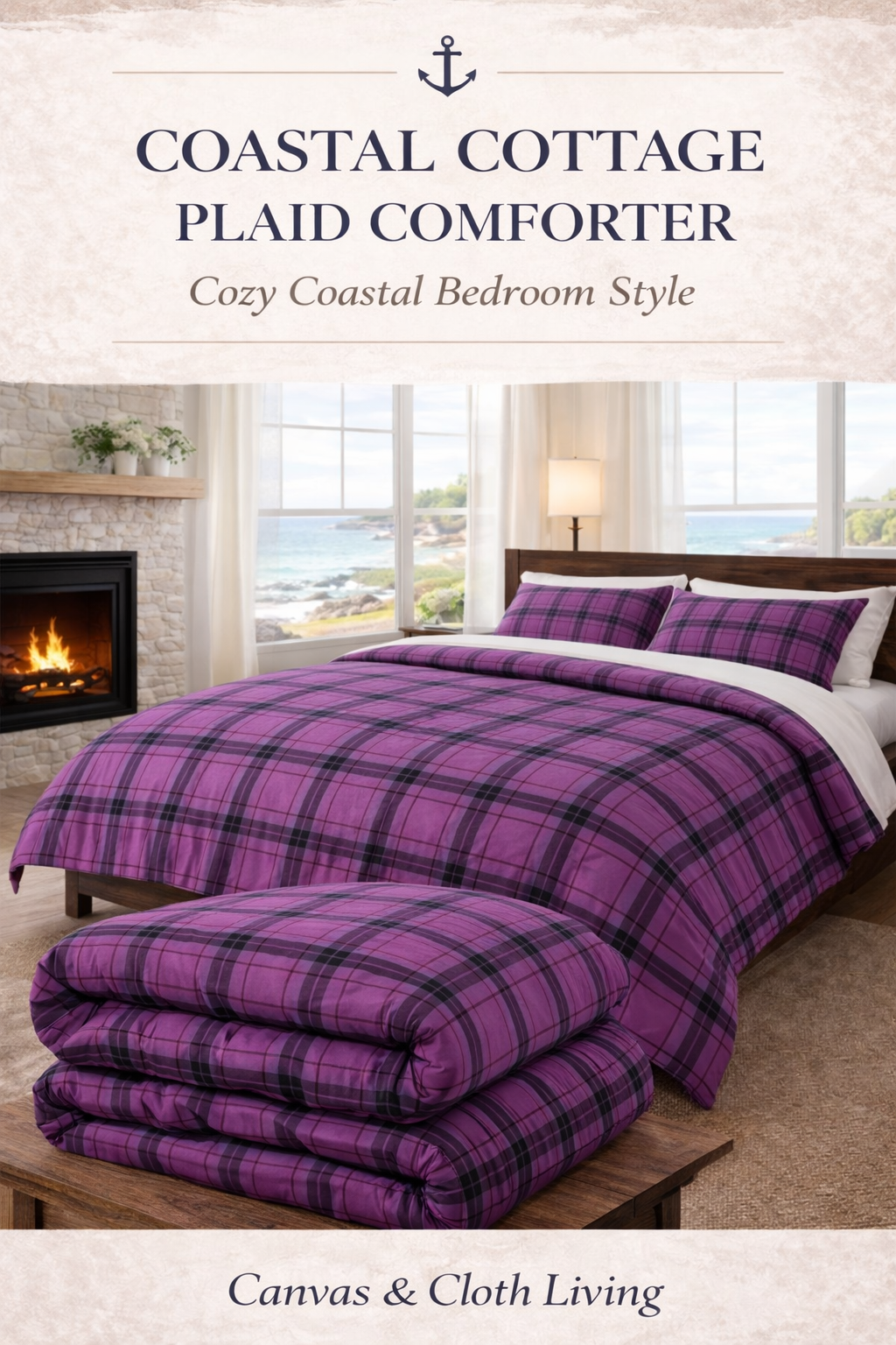Plaid Comforter — Purple & Black Tartan Bedding